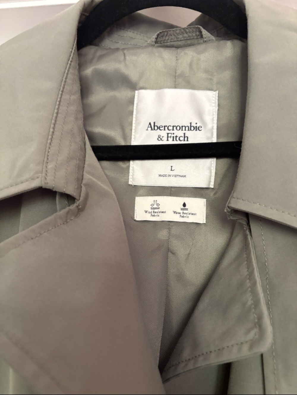 Abercrombie & Fitch Olive-Green Double-Breasted Trench Coat with Belt - Picture 2 of 8